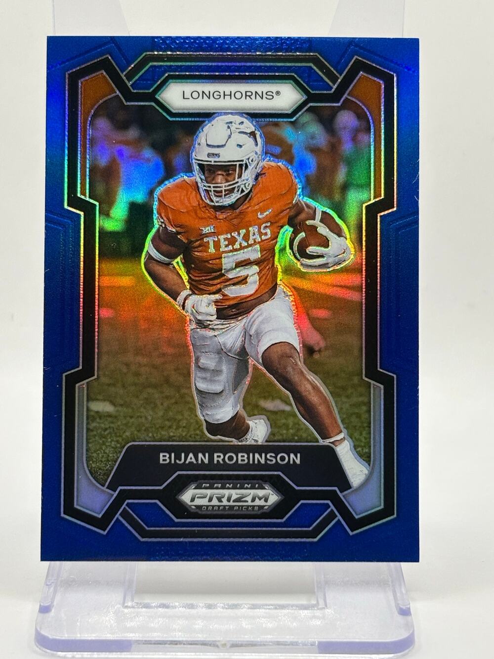 2024 Panini Prizm Draft Picks Bijan Robinson Blue Prizm Refractor 153/199 SP